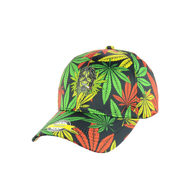 Vibrant Herbal Motif Black Snapback Hat