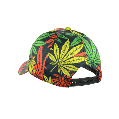 Vibrant Herbal Motif Black Snapback Hat
