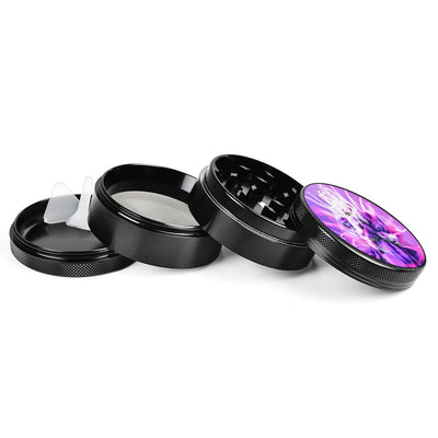 Premium Metal Dry Herb Grinder with Flowering Art