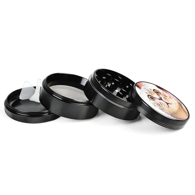 Durable Metal Grinder with Stoned Cat Design