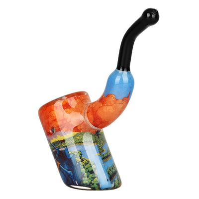 Grateful Dead Art Glass Bent Sherlock Pipe