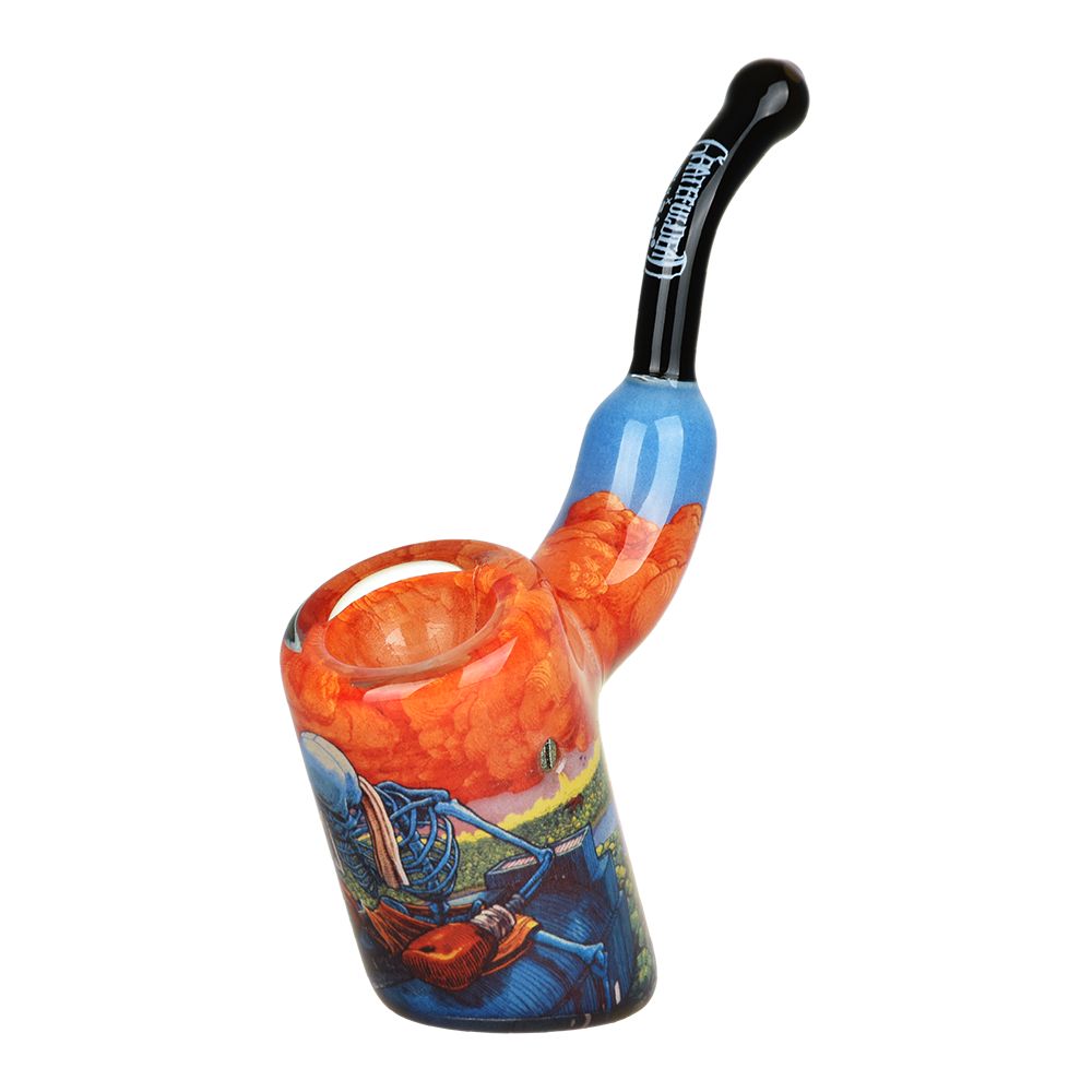 Grateful Dead Art Glass Bent Sherlock Pipe