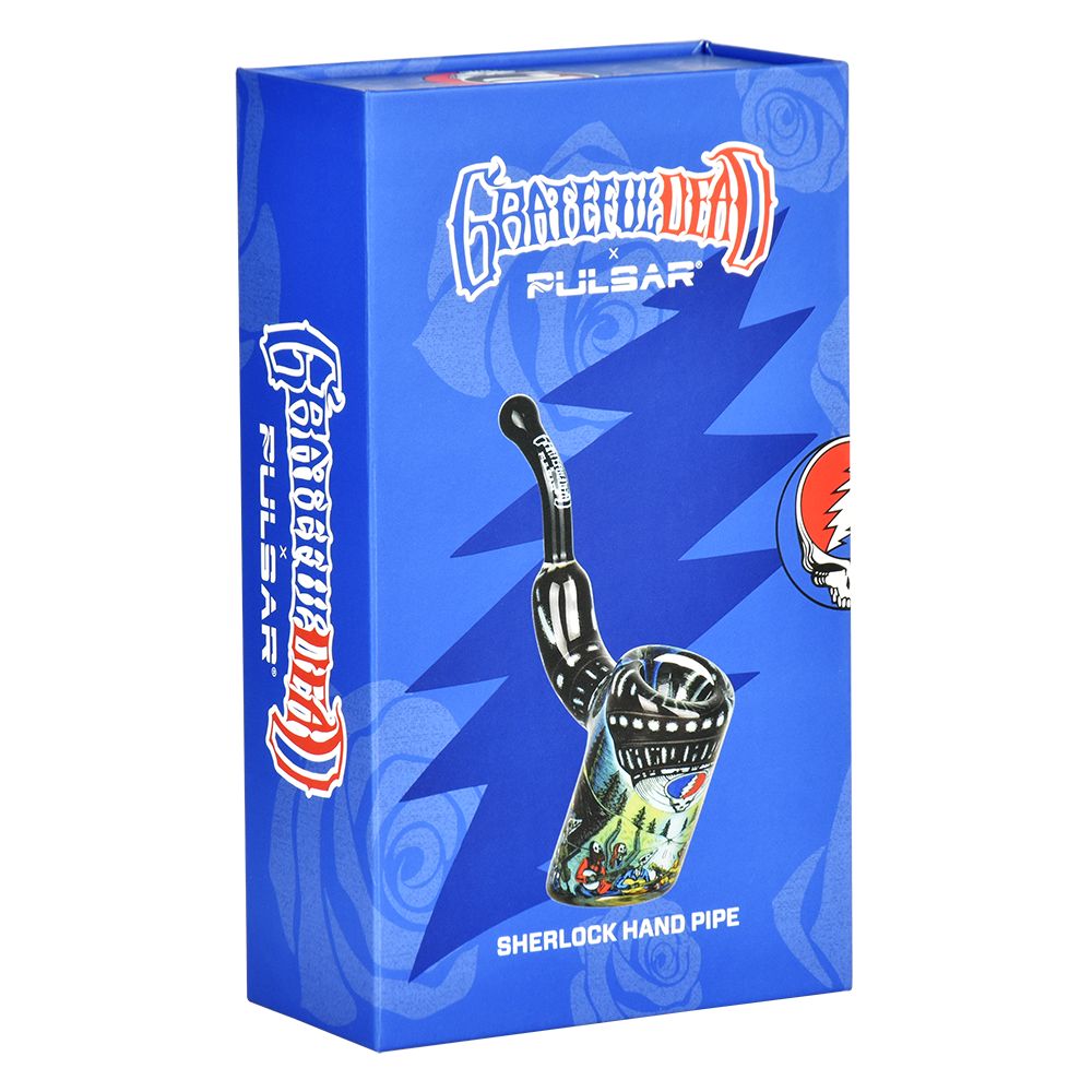 Grateful Dead Art Glass Bent Sherlock Pipe
