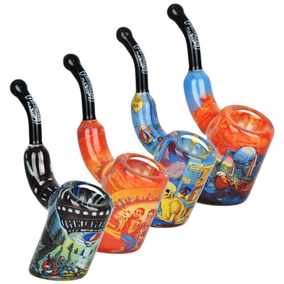 Grateful Dead Art Glass Bent Sherlock Pipe