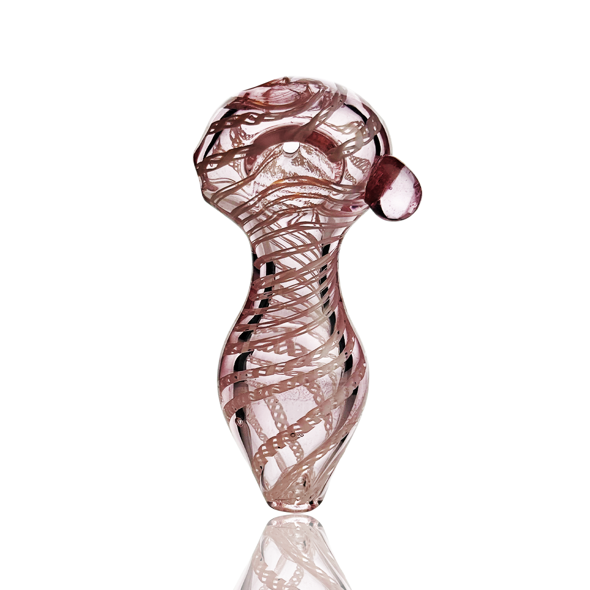 Pink Artisan Glass Hand Pipe with Belly