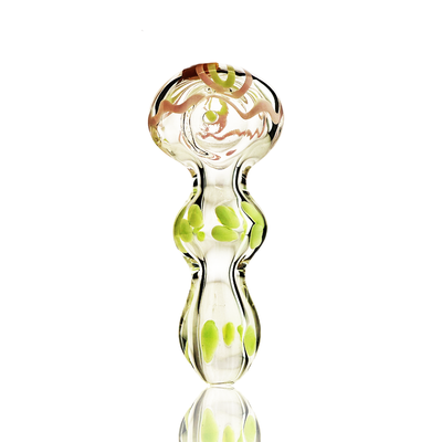 Clear Glass Hand Pipe with Slime Accent Lines