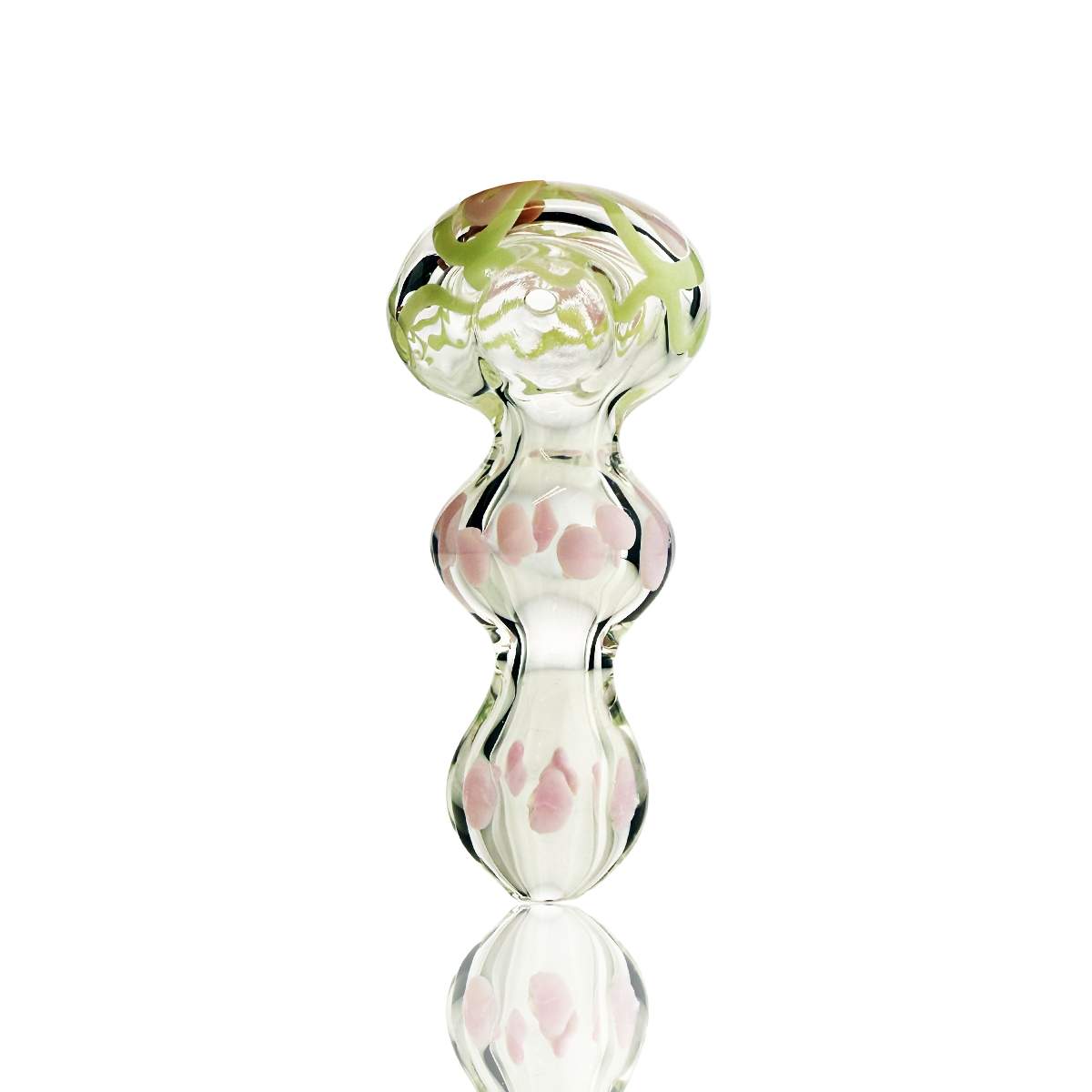 Clear Glass Hand Pipe with Slime Accent Lines