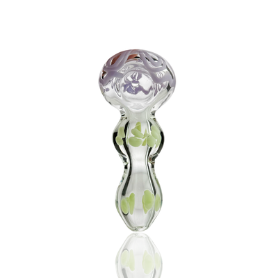 Clear Glass Hand Pipe with Slime Accent Lines