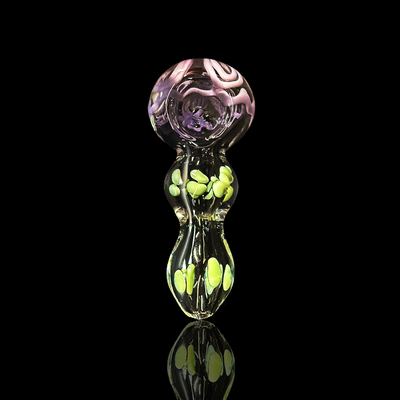 Clear Glass Hand Pipe with Slime Accent Lines