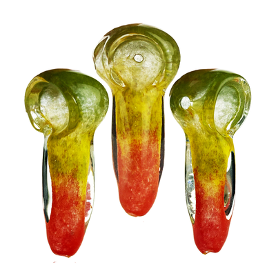 Vibrant Rasta Frit Glass Spoon Pipe