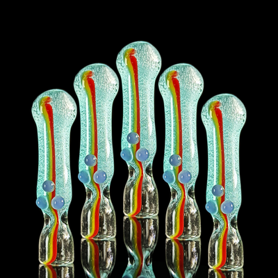 Vibrant Rasta Glow Chillum Pipe - 4 Inch