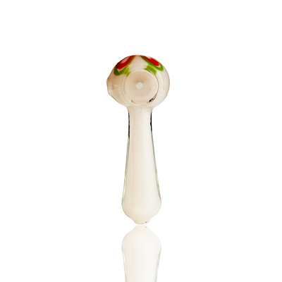 Frit Glass Hand Pipe with Artisan Flower Design