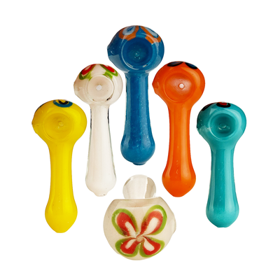 Frit Glass Hand Pipe with Artisan Flower Design