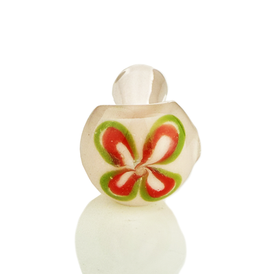 Frit Glass Hand Pipe with Artisan Flower Design