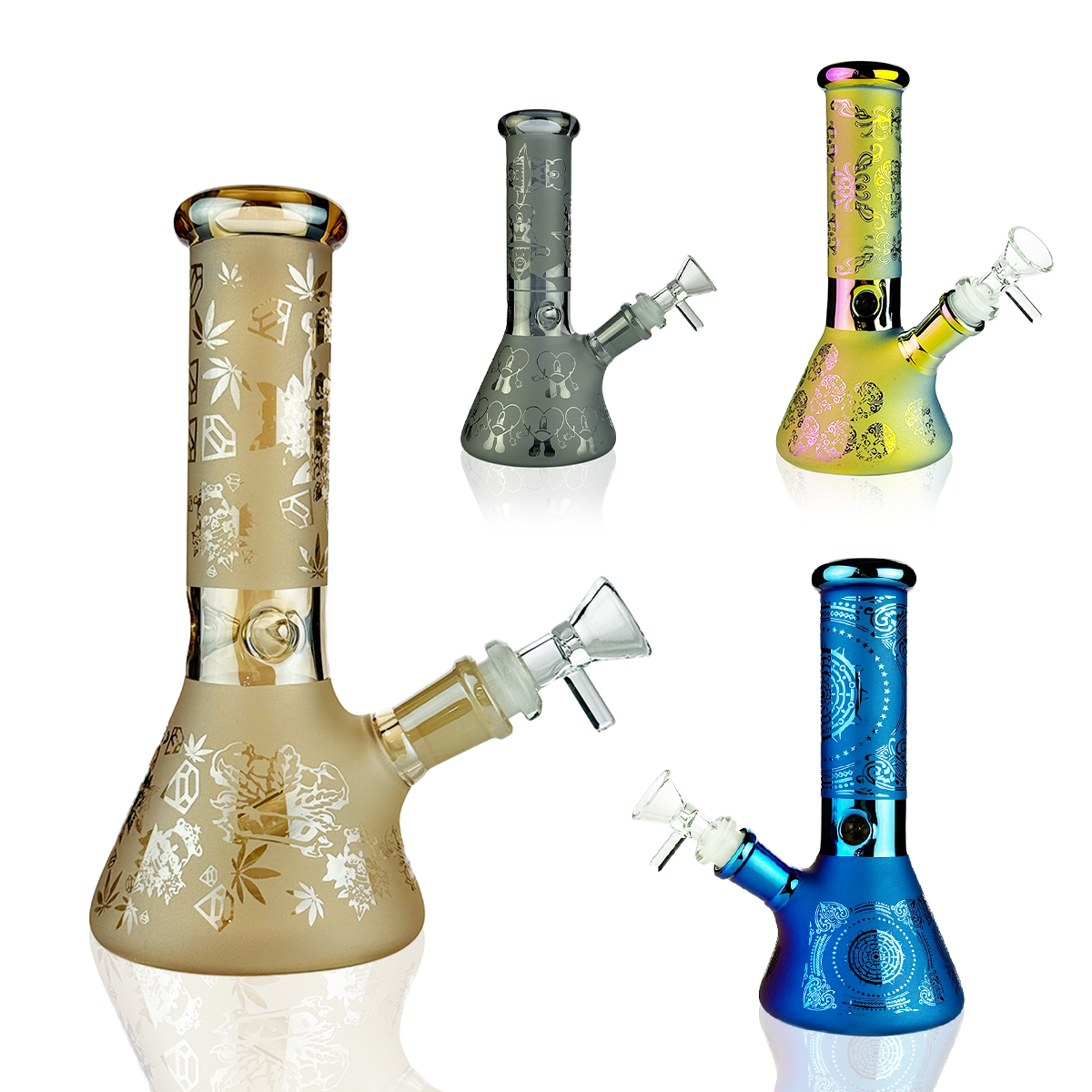 Frosted Electroplated Beaker Water Pipe