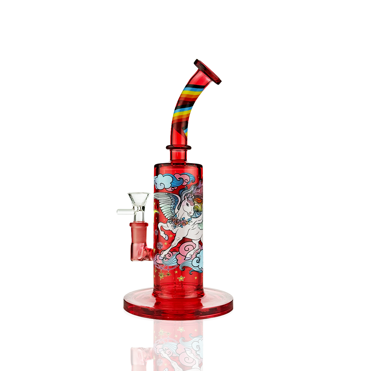 Unicorne Rainbow Glass Water Pipe with 14mm Bowl