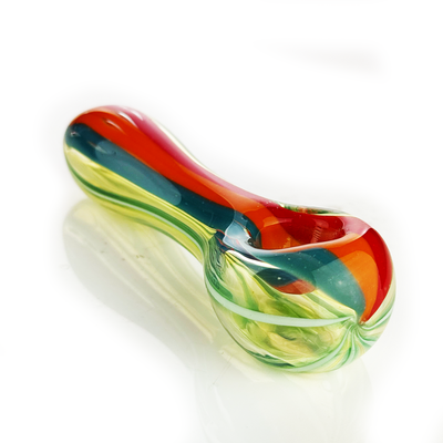 Vibrant Rasta Stripe Glass Hand Pipe