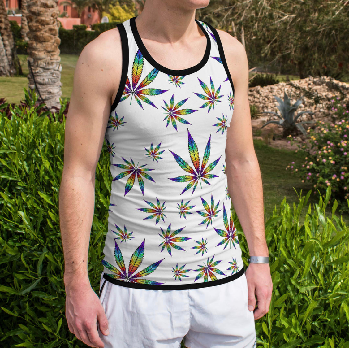 Rasta Leaf Polyester Tank Top Multi-Size Pack