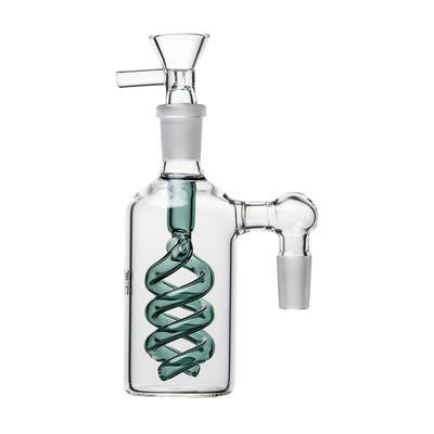 Human Grade Spiral Perc Ash Catcher with Flower Bowl