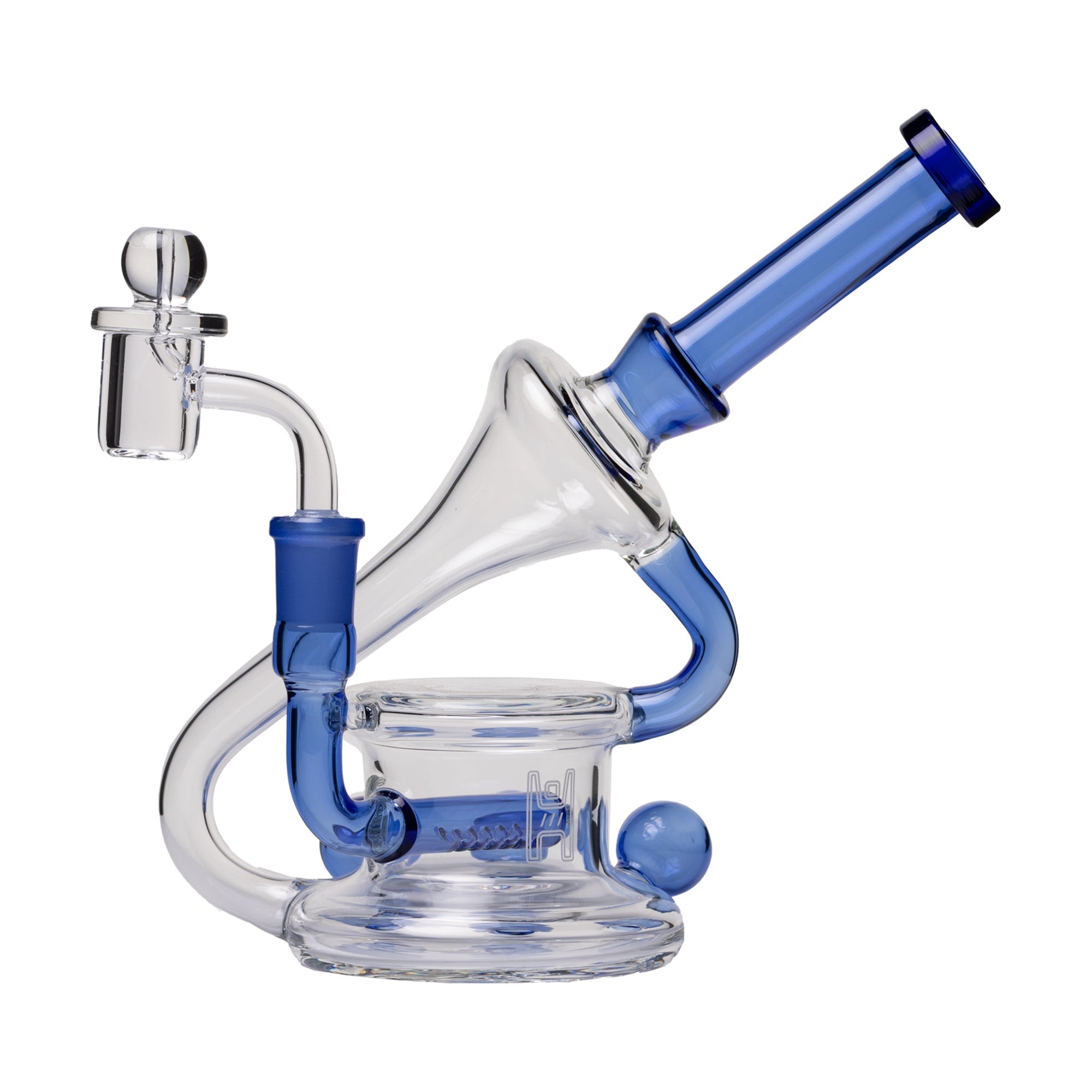 7.5" Borosilicate Recycler Dab Rig with Triple Marbles