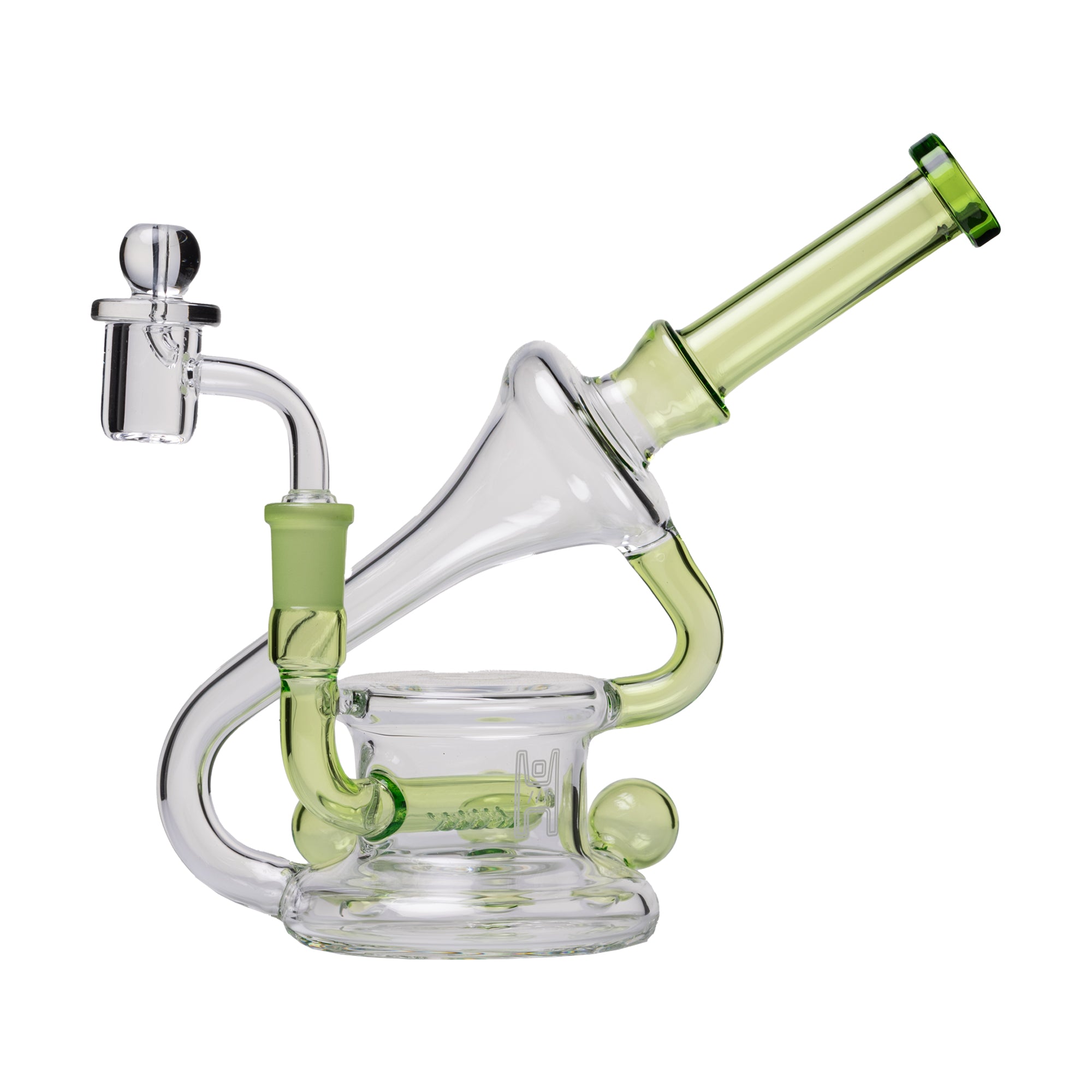 7.5" Borosilicate Recycler Dab Rig with Triple Marbles