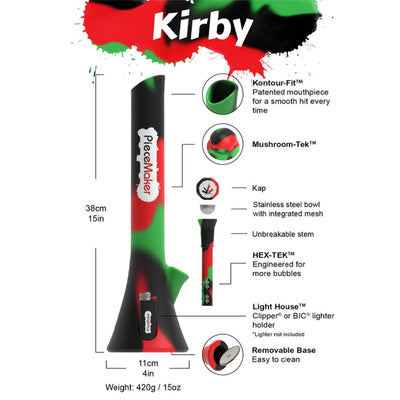 Piecemaker Kirby Silicone Water Pipe - 14.5" / Colors Vary – image 2