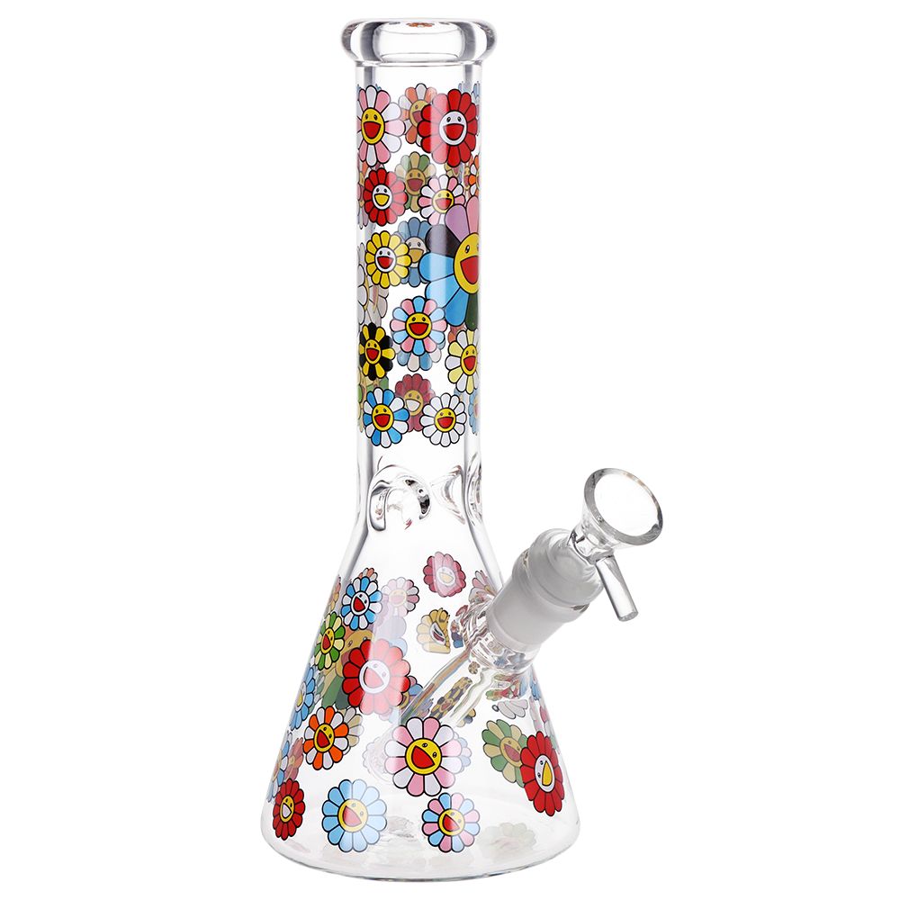 Cheerful Bloom Beaker Water Pipe - 10 Inch Glass