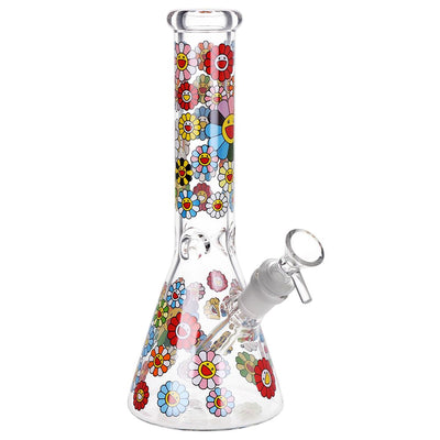 Cheerful Bloom Beaker Water Pipe - 10 Inch Glass