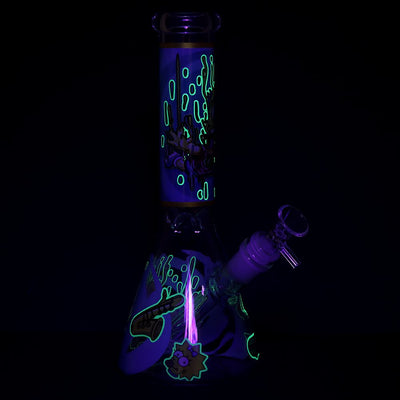 Whimsical Beaker Water Pipe with Glow Accents