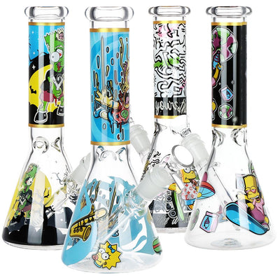 Whimsical Beaker Water Pipe with Glow Accents
