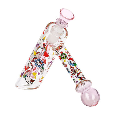 Charming Kitty Glass Bubbler Pipe - 6 Inch