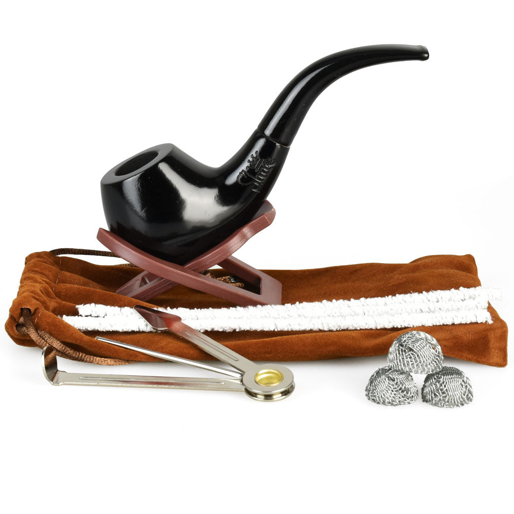 Shire Collection Bent Ebony Cherry Wood Pipe
