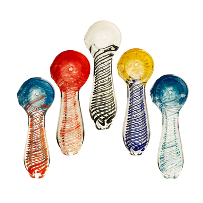 Artisan Glass Spoon Pipe with Spiral Detail