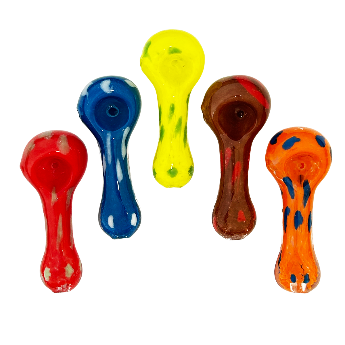 Compact Frit Glass Hand Pipe with Dot Accents