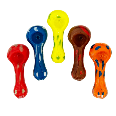 Compact Frit Glass Hand Pipe with Dot Accents