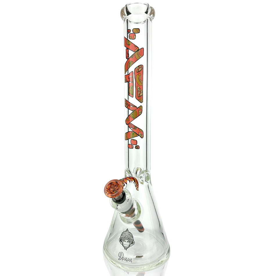 18" AFM Munching Clear Glass 9mm Beaker Bong Bundle