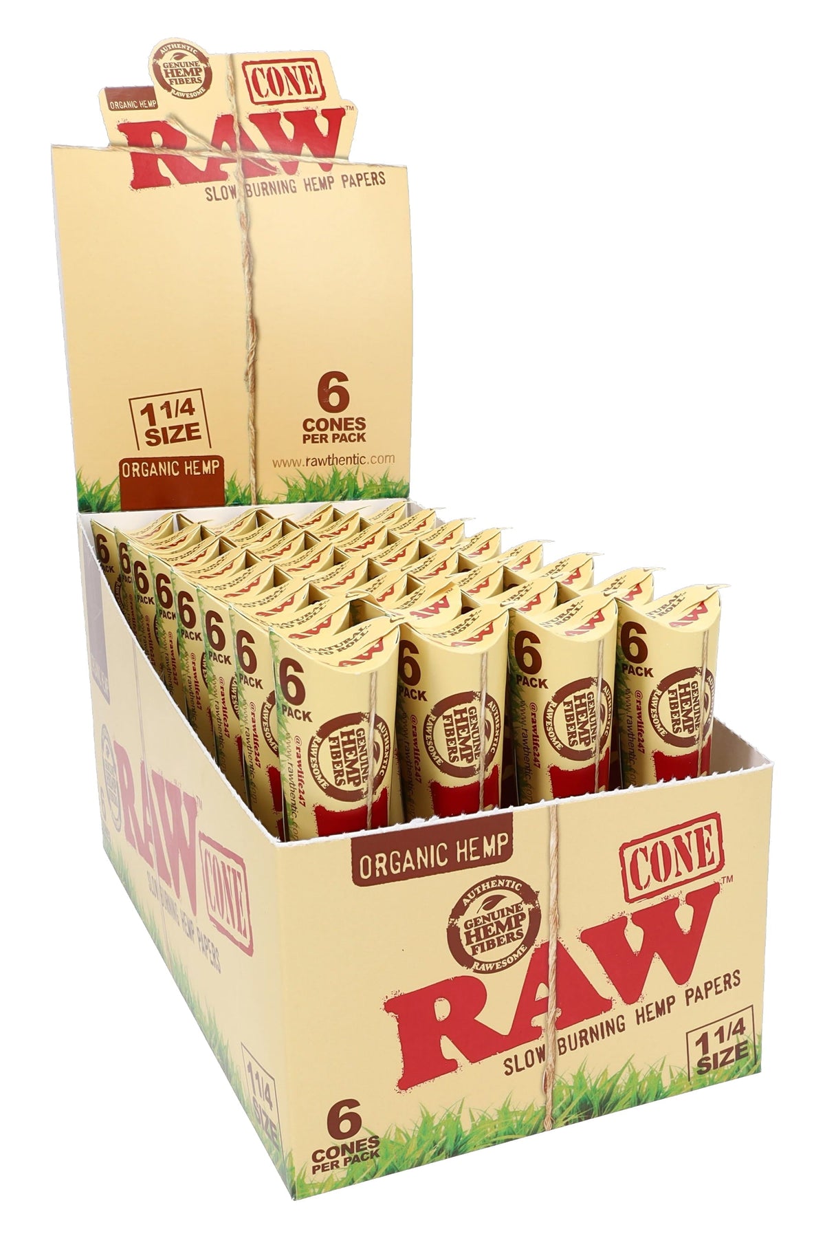 RAW Organic Hemp Cones – 1¼ – 6/Pack – 32-Count Display – image 1