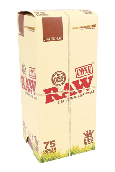 RAW Organic King Size Pre-Rolled Cones – 75-Count Box – image 1