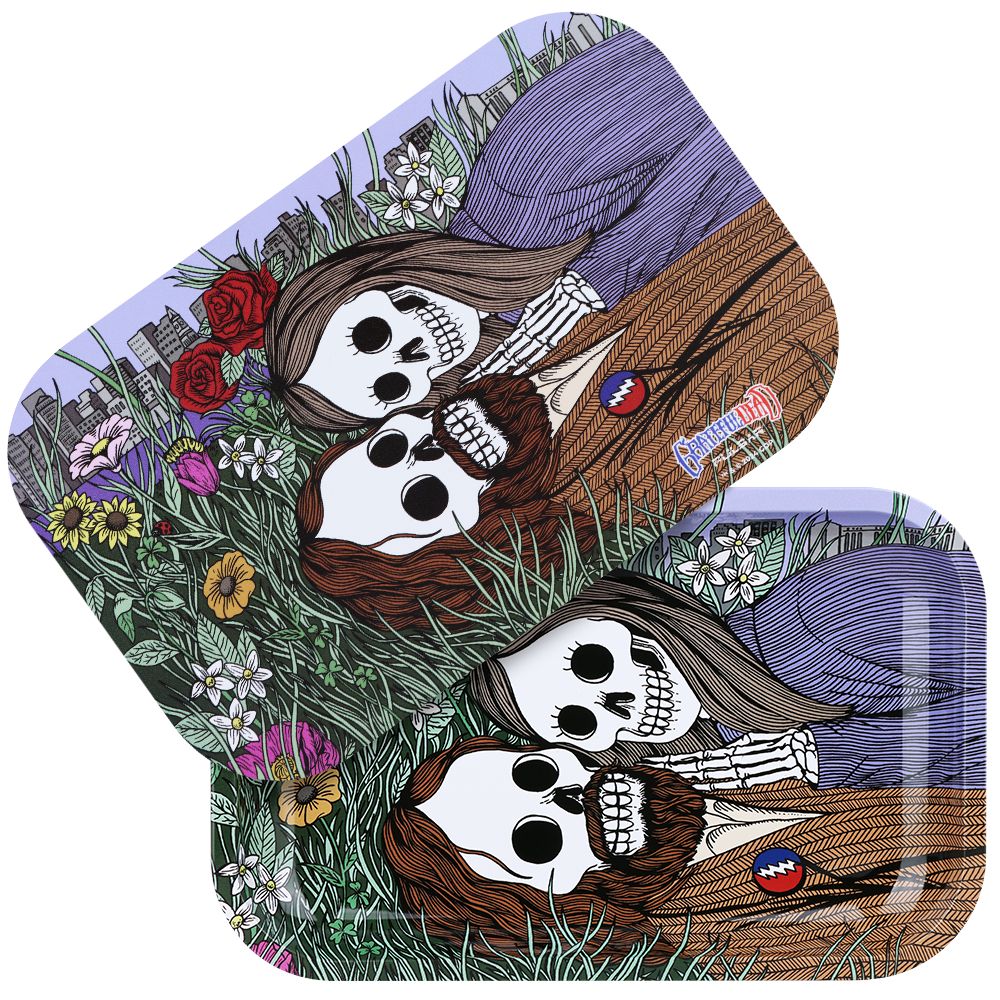 Grateful Dead Flower Couple Metal Rolling Tray Kit