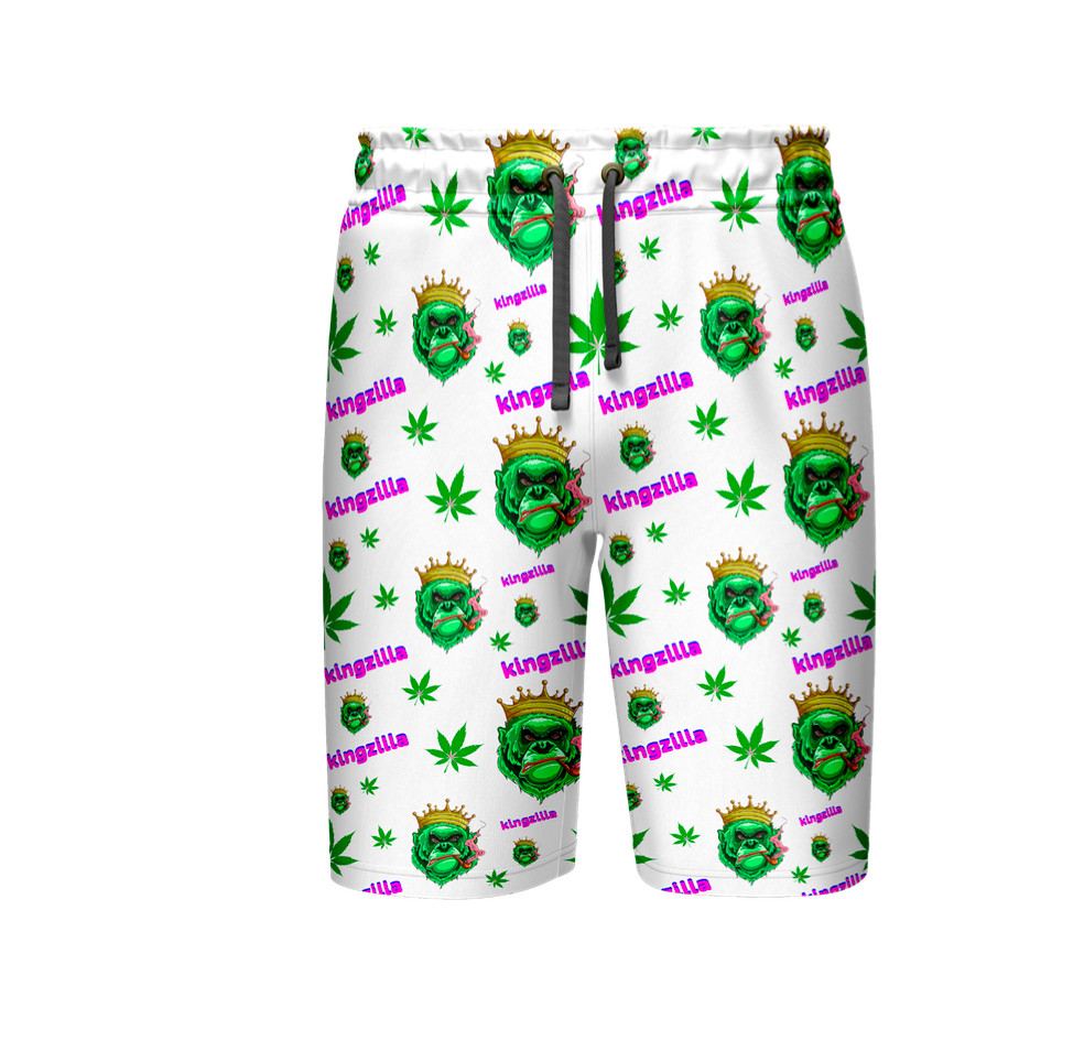Kingzilla White Leaf Print Shirt & Short Set