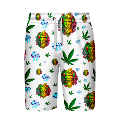 Lion Leaf Print White Shirt & Shorts Ensemble