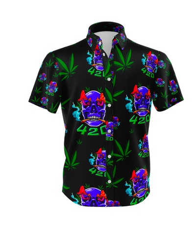 Skull Leaf Black Shirt and Shorts Loungewear Set