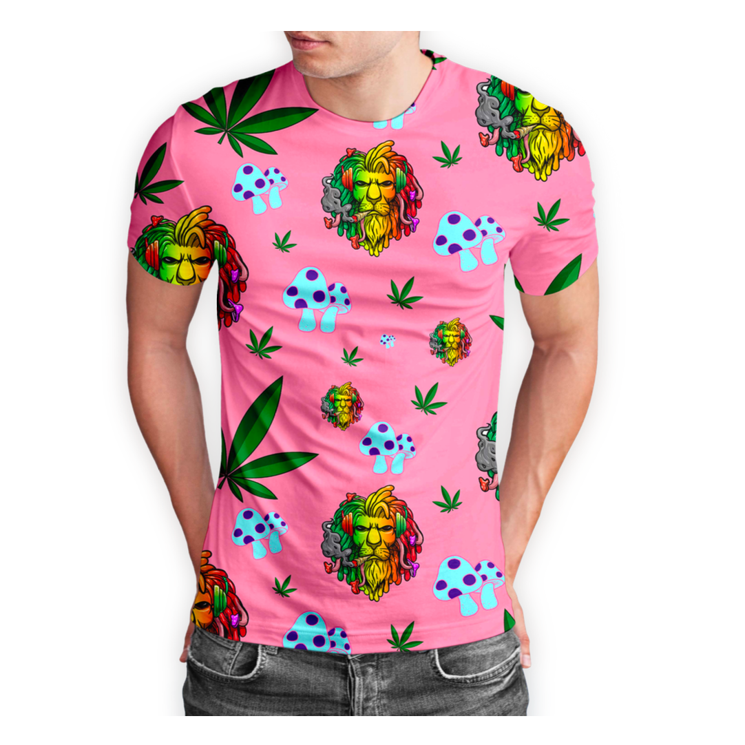 Rasta Lion Pink Short Sleeve Tee Collection
