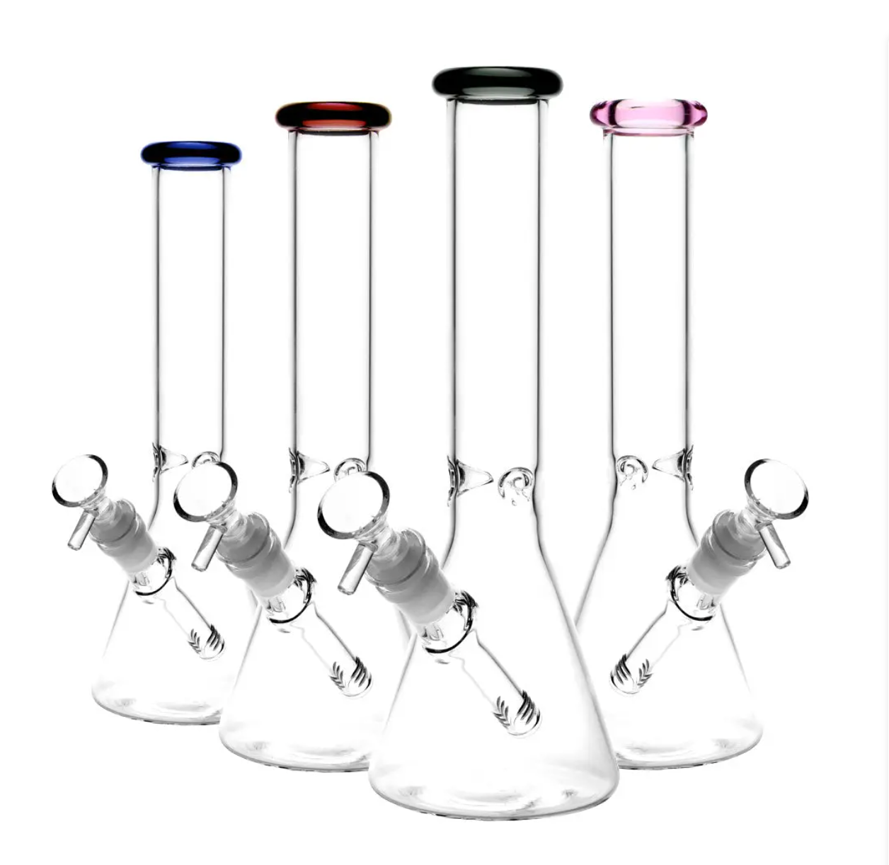 10" Classic Clear Beaker Bong with Color Mouthpiece