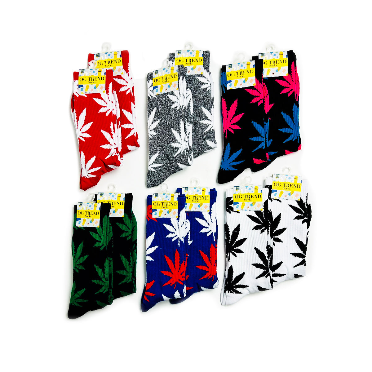Distinctive Leaf Print Socks - Bulk 12-Pair Pack
