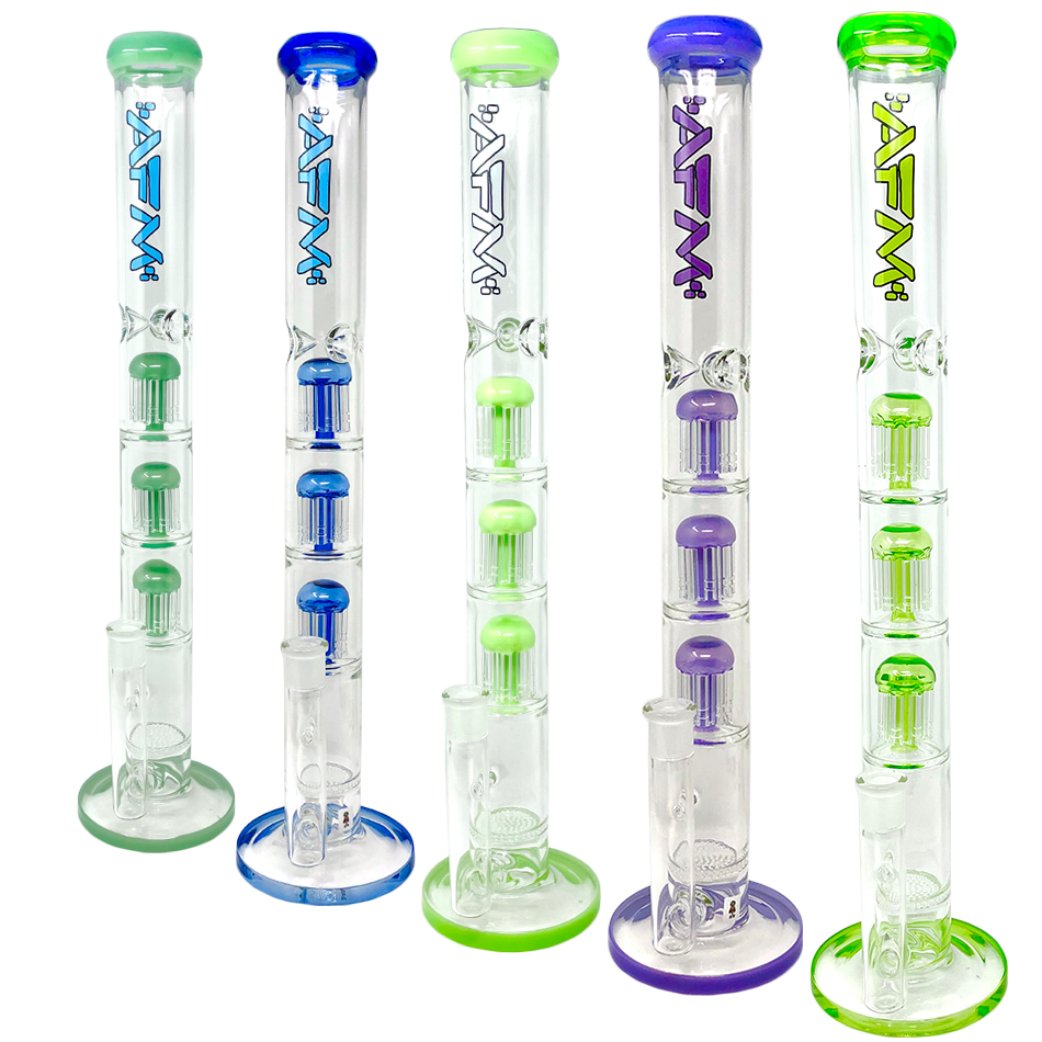 21" AFM Ripper Triple Tree Perc 7mm Glass Straight Tube Bong