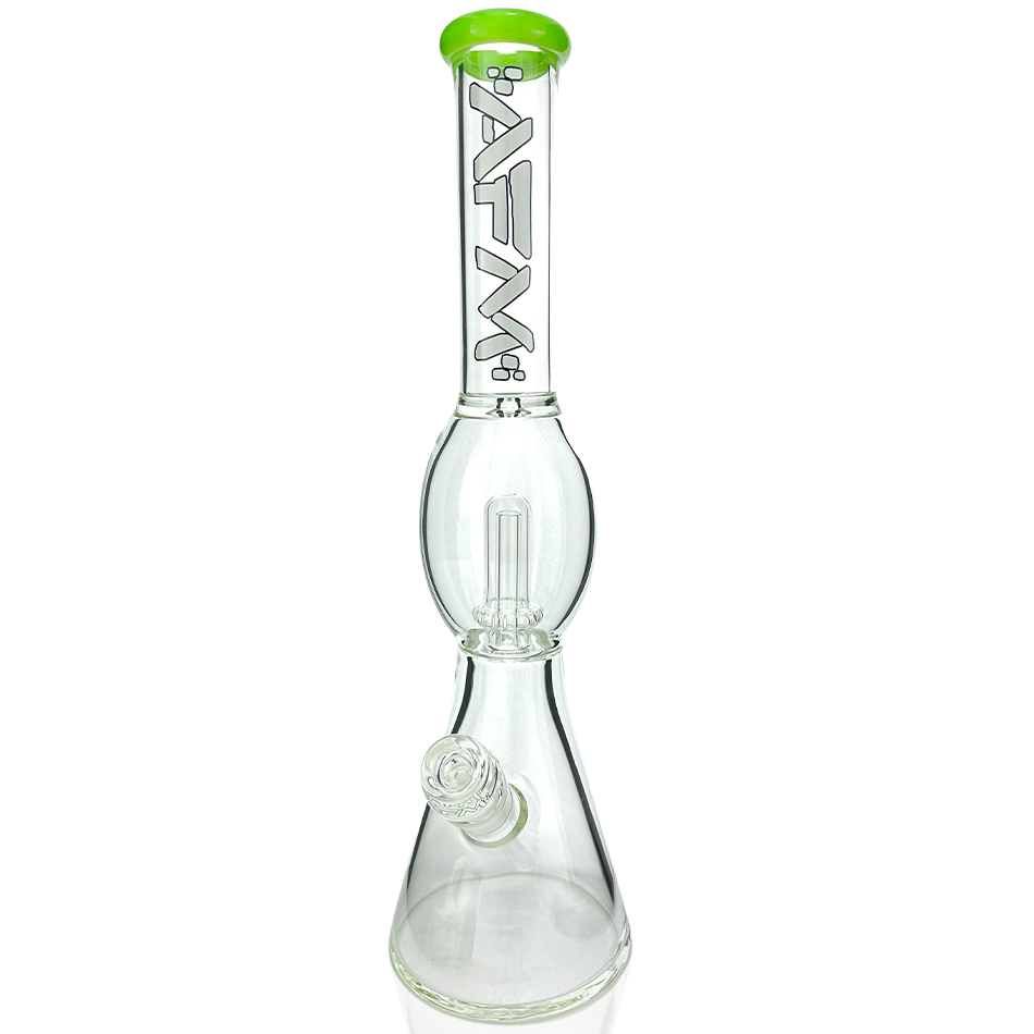 18" AFM Glass Flying Saucer Color Lip Beaker Bong, UFO Perc Water Pipe