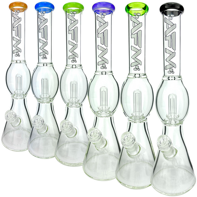18" AFM Glass Flying Saucer Color Lip Beaker Bong, UFO Perc Water Pipe