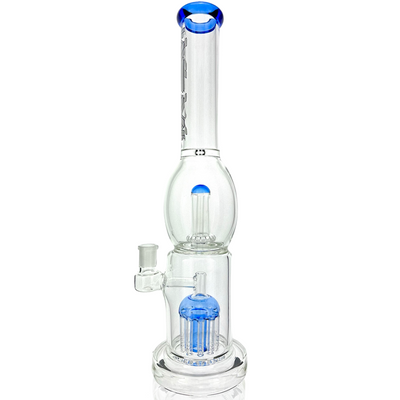 16" AFM Glass UFO Arm Double Perc Glass Straight Tube Bong