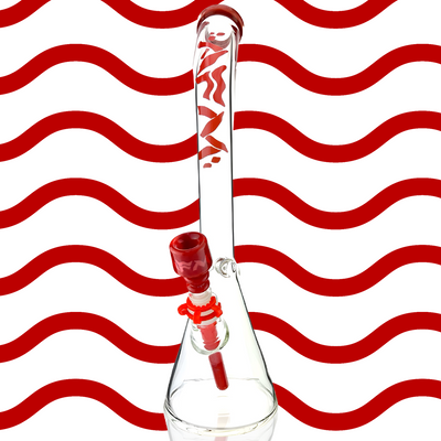18" Wavy Bent Neck 7mm Colored Lip Glass Beaker Bong Bundle